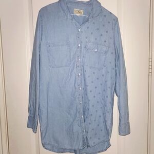 Lucky Brand Denim Ditsy Boyfriend Button Down Shirt, M